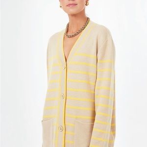 NWT Tuckernuck chai stripe Lauren cardigan sweater yellow XS